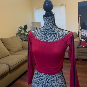 Red Windsor Off the Shoulder Crop Top